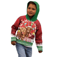 Scotland Christmas Kid Hoodie Highland Cow Santa - Nollaig Chridheil! - Wonder Print Shop