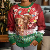 Scotland Christmas Kid Ugly Christmas Sweater Highland Cow Santa - Nollaig Chridheil! - Wonder Print Shop