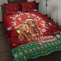 Scotland Christmas Quilt Bed Set Highland Cow Santa - Nollaig Chridheil! - Wonder Print Shop