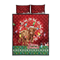 Scotland Christmas Quilt Bed Set Highland Cow Santa - Nollaig Chridheil! - Wonder Print Shop