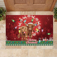 Scotland Christmas Rubber Doormat Highland Cow Santa - Nollaig Chridheil! - Wonder Print Shop