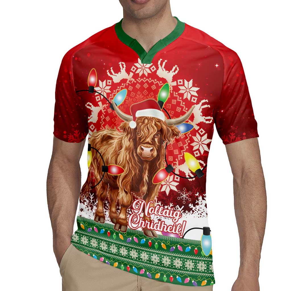 Scotland Christmas Rugby Jersey Highland Cow Santa - Nollaig Chridheil! - Wonder Print Shop