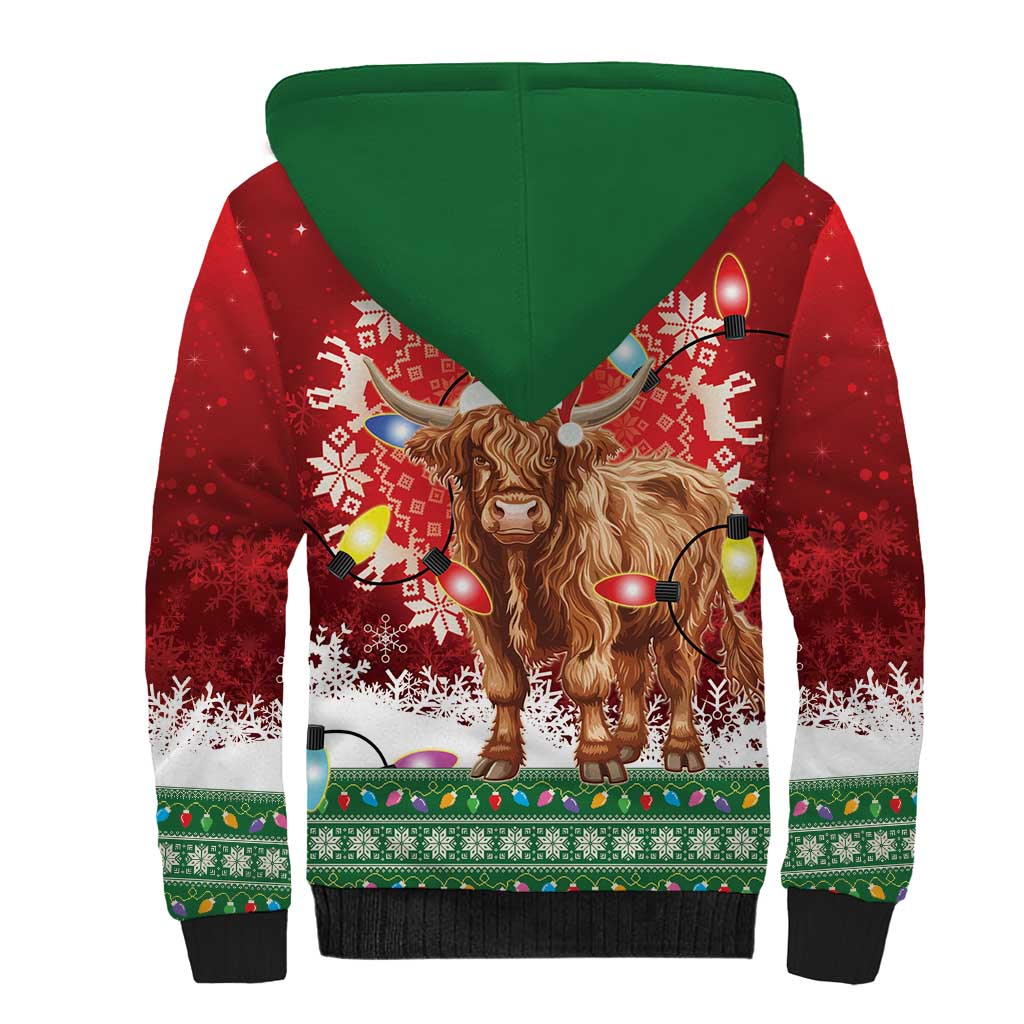 Scotland Christmas Sherpa Hoodie Highland Cow Santa - Nollaig Chridheil! - Wonder Print Shop
