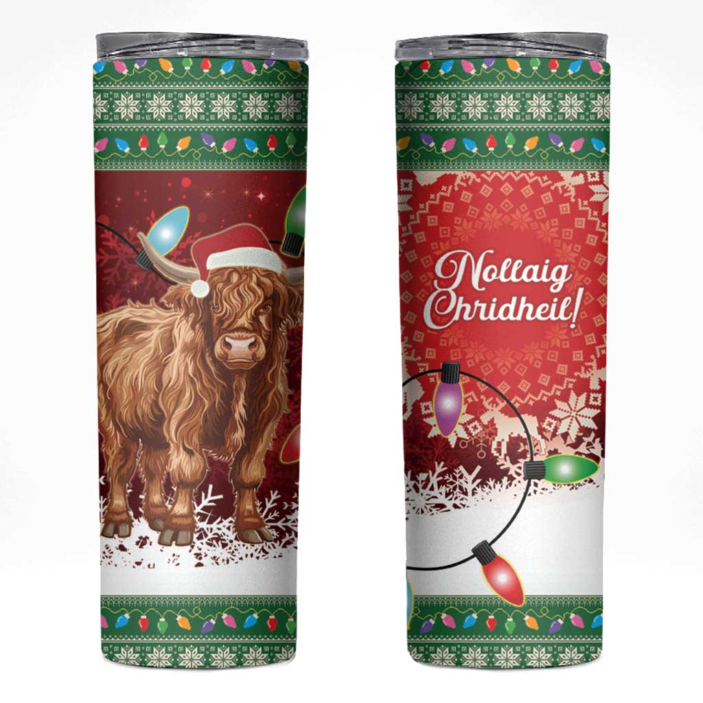 Scotland Christmas Skinny Tumbler Highland Cow Santa - Nollaig Chridheil! - Wonder Print Shop