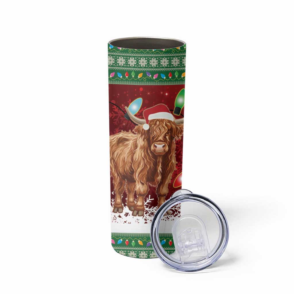 Scotland Christmas Skinny Tumbler Highland Cow Santa - Nollaig Chridheil! - Wonder Print Shop