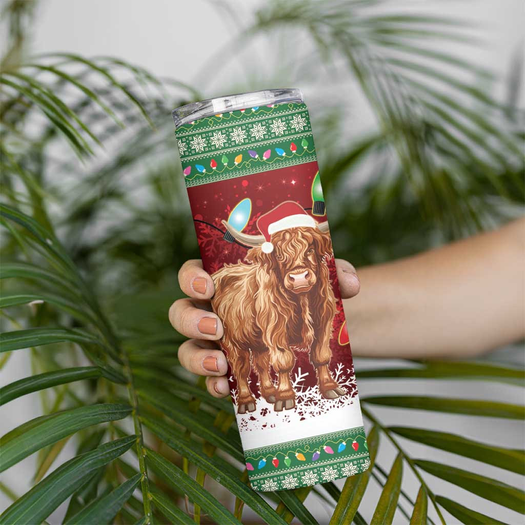 Scotland Christmas Skinny Tumbler Highland Cow Santa - Nollaig Chridheil! - Wonder Print Shop