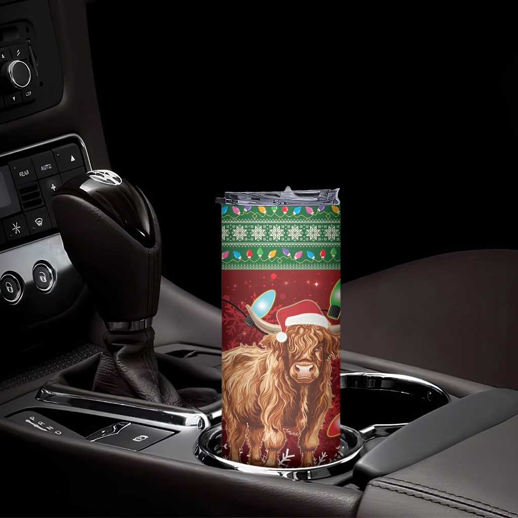 Scotland Christmas Skinny Tumbler Highland Cow Santa - Nollaig Chridheil! - Wonder Print Shop