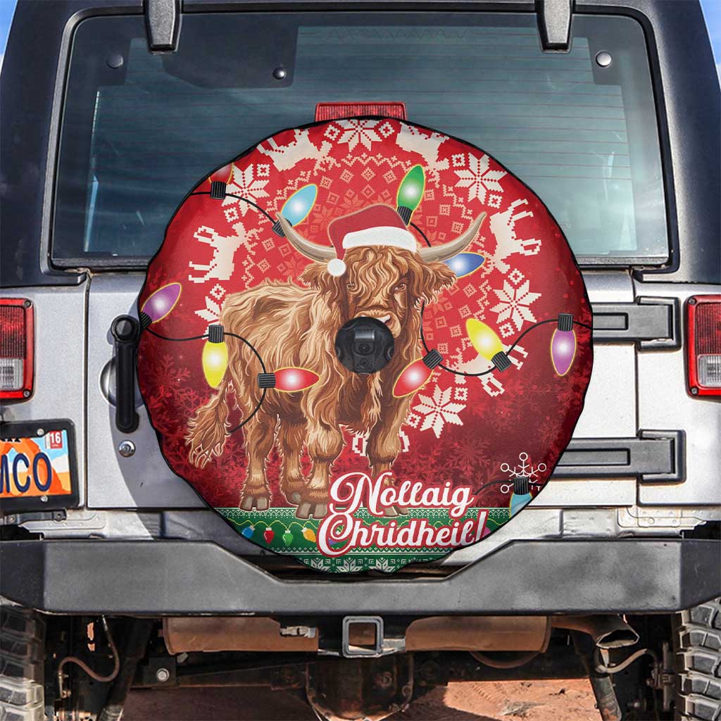 Scotland Christmas Spare Tire Cover Highland Cow Santa - Nollaig Chridheil! - Wonder Print Shop