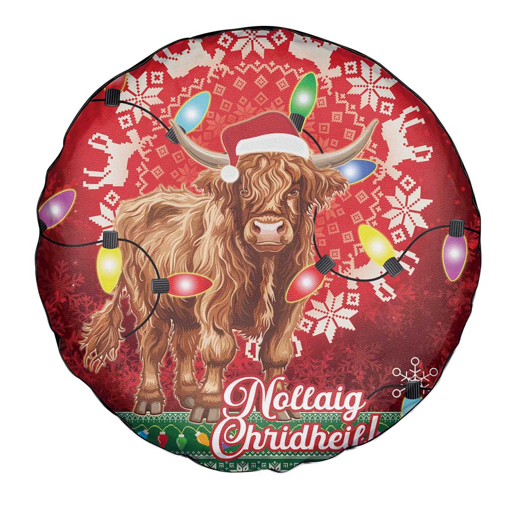 Scotland Christmas Spare Tire Cover Highland Cow Santa - Nollaig Chridheil! - Wonder Print Shop