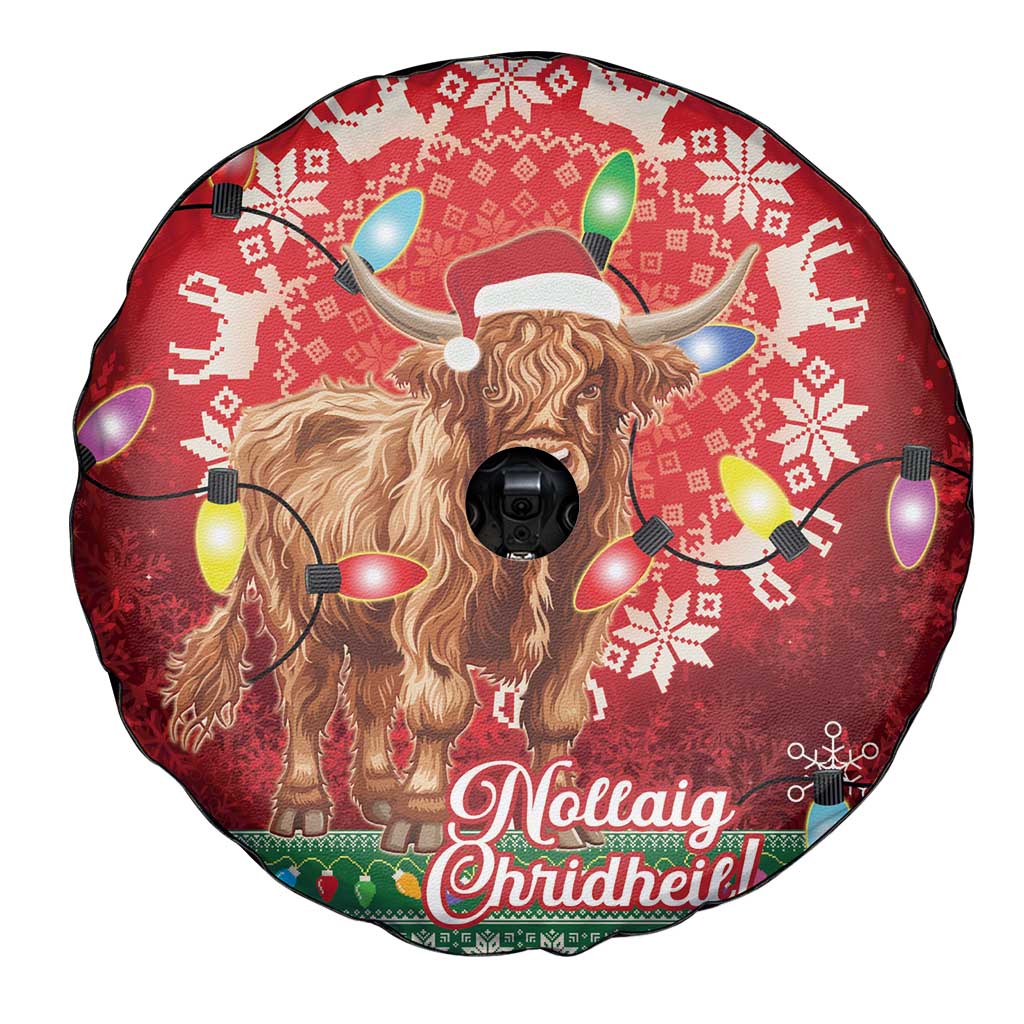 Scotland Christmas Spare Tire Cover Highland Cow Santa - Nollaig Chridheil! - Wonder Print Shop
