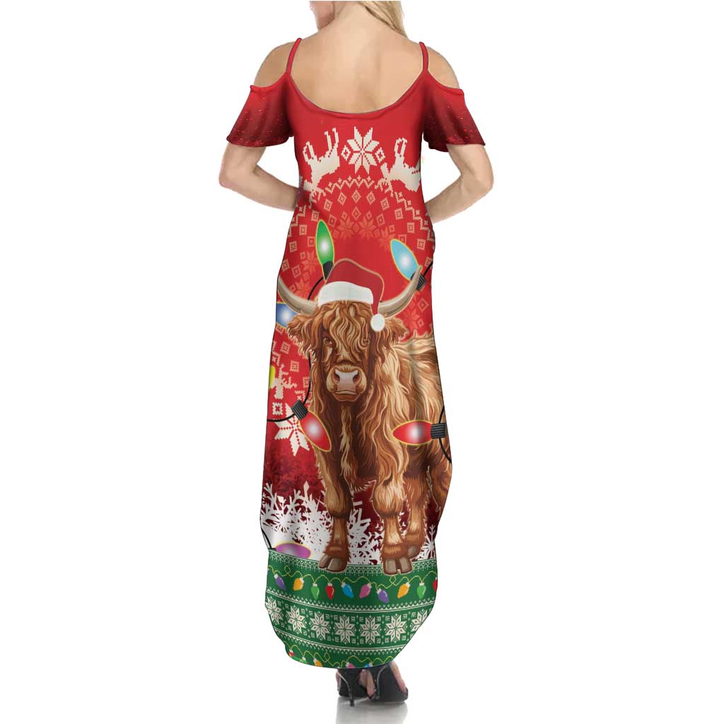 Scotland Christmas Summer Maxi Dress Highland Cow Santa - Nollaig Chridheil! - Wonder Print Shop
