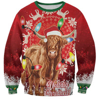 Scotland Christmas Sweatshirt Highland Cow Santa - Nollaig Chridheil! - Wonder Print Shop