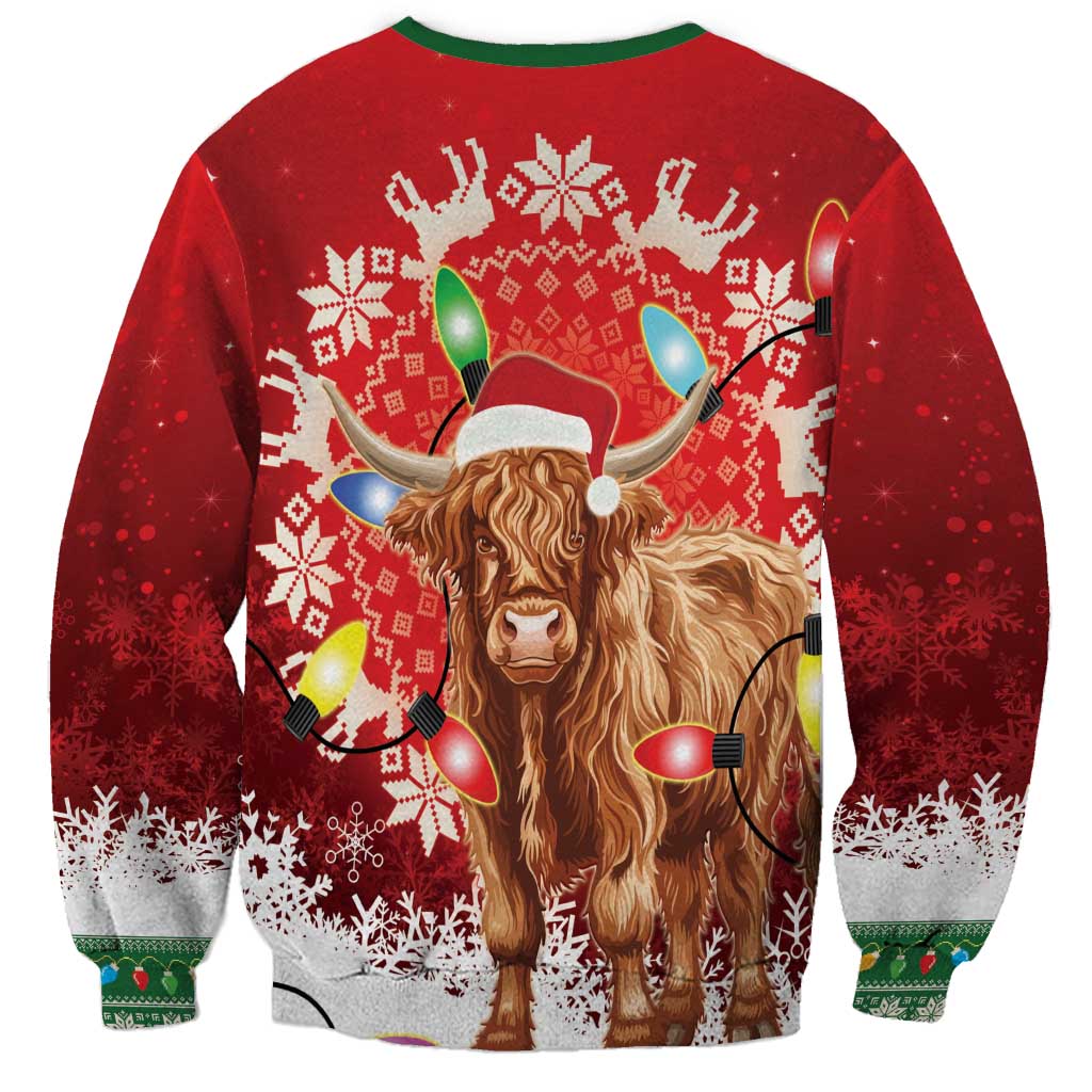Scotland Christmas Sweatshirt Highland Cow Santa - Nollaig Chridheil! - Wonder Print Shop