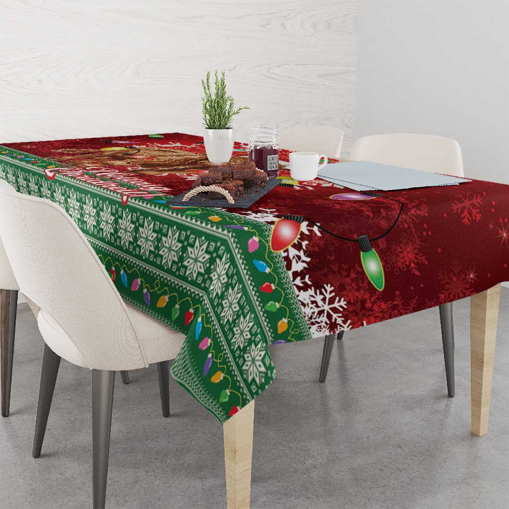 Scotland Christmas Tablecloth Highland Cow Santa - Nollaig Chridheil! - Wonder Print Shop