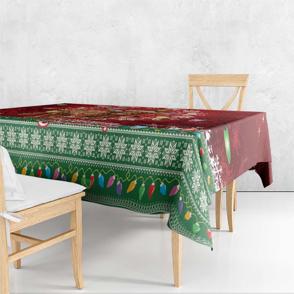Scotland Christmas Tablecloth Highland Cow Santa - Nollaig Chridheil! - Wonder Print Shop