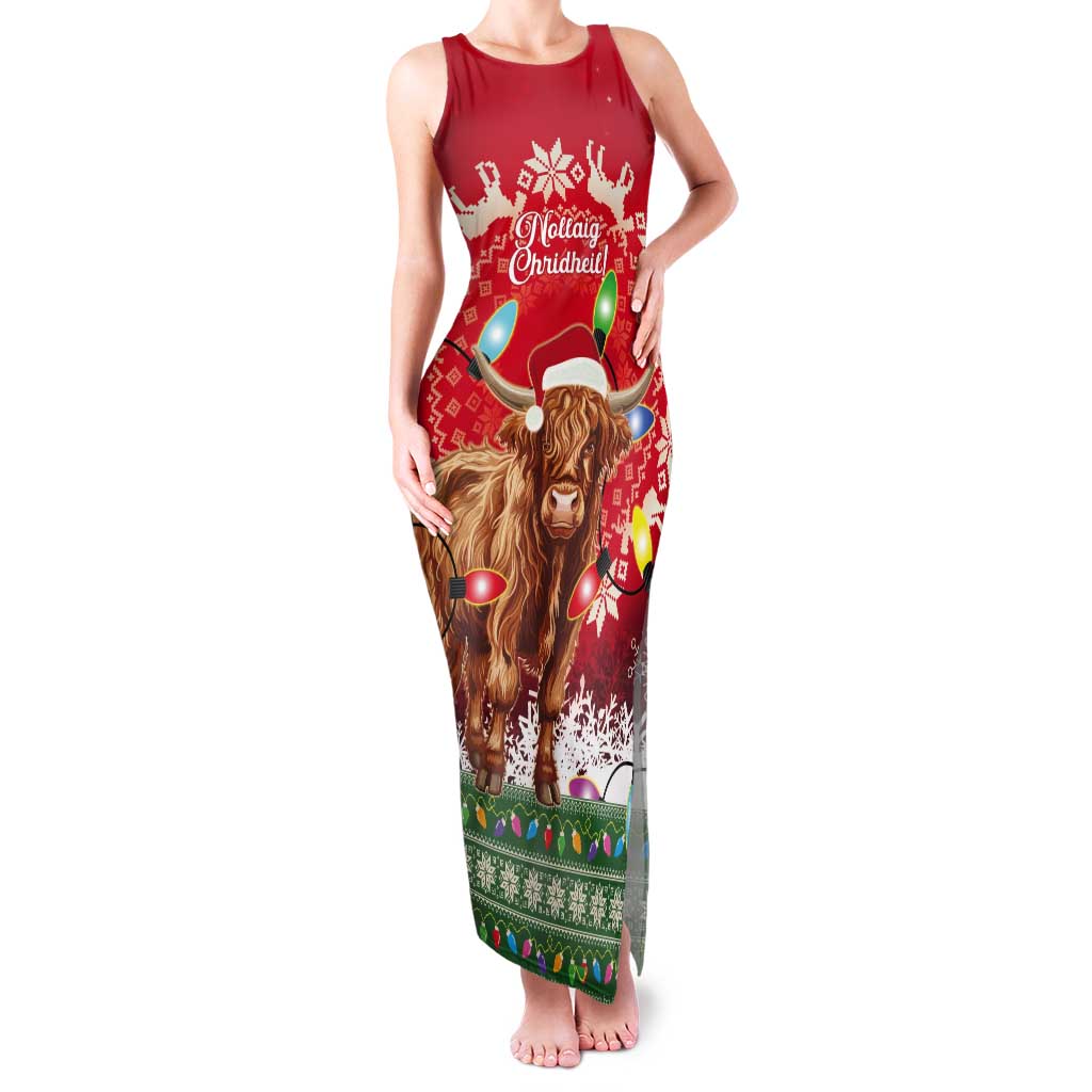 Scotland Christmas Tank Maxi Dress Highland Cow Santa - Nollaig Chridheil! - Wonder Print Shop
