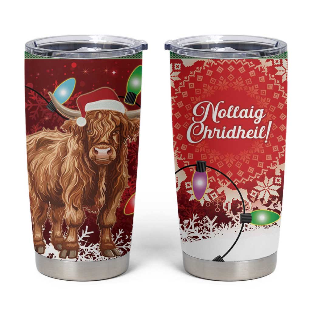 Scotland Christmas Tumbler Cup Highland Cow Santa - Nollaig Chridheil! - Wonder Print Shop