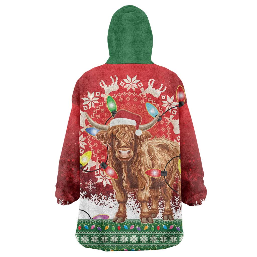 Scotland Christmas Wearable Blanket Hoodie Highland Cow Santa - Nollaig Chridheil! - Wonder Print Shop