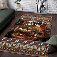 Scotland Christmas Area Rug Merry Yule Log - Wonder Print Shop
