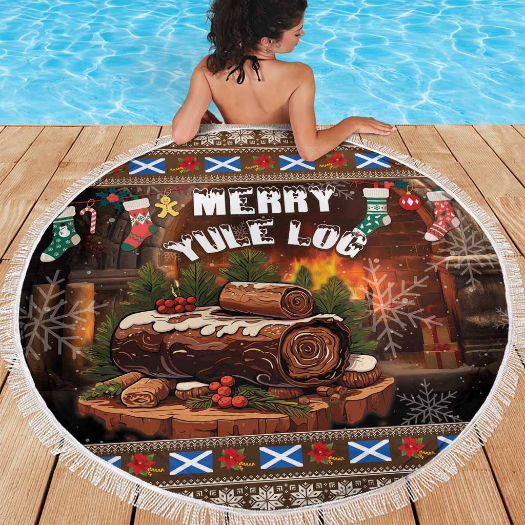 Scotland Christmas Beach Blanket Merry Yule Log - Wonder Print Shop