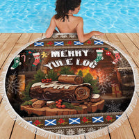 Scotland Christmas Beach Blanket Merry Yule Log - Wonder Print Shop