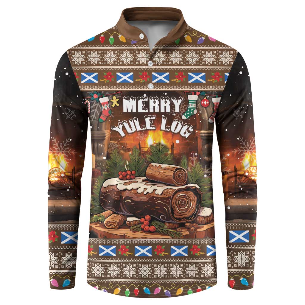 Scotland Christmas Button Sweatshirt Merry Yule Log - Wonder Print Shop