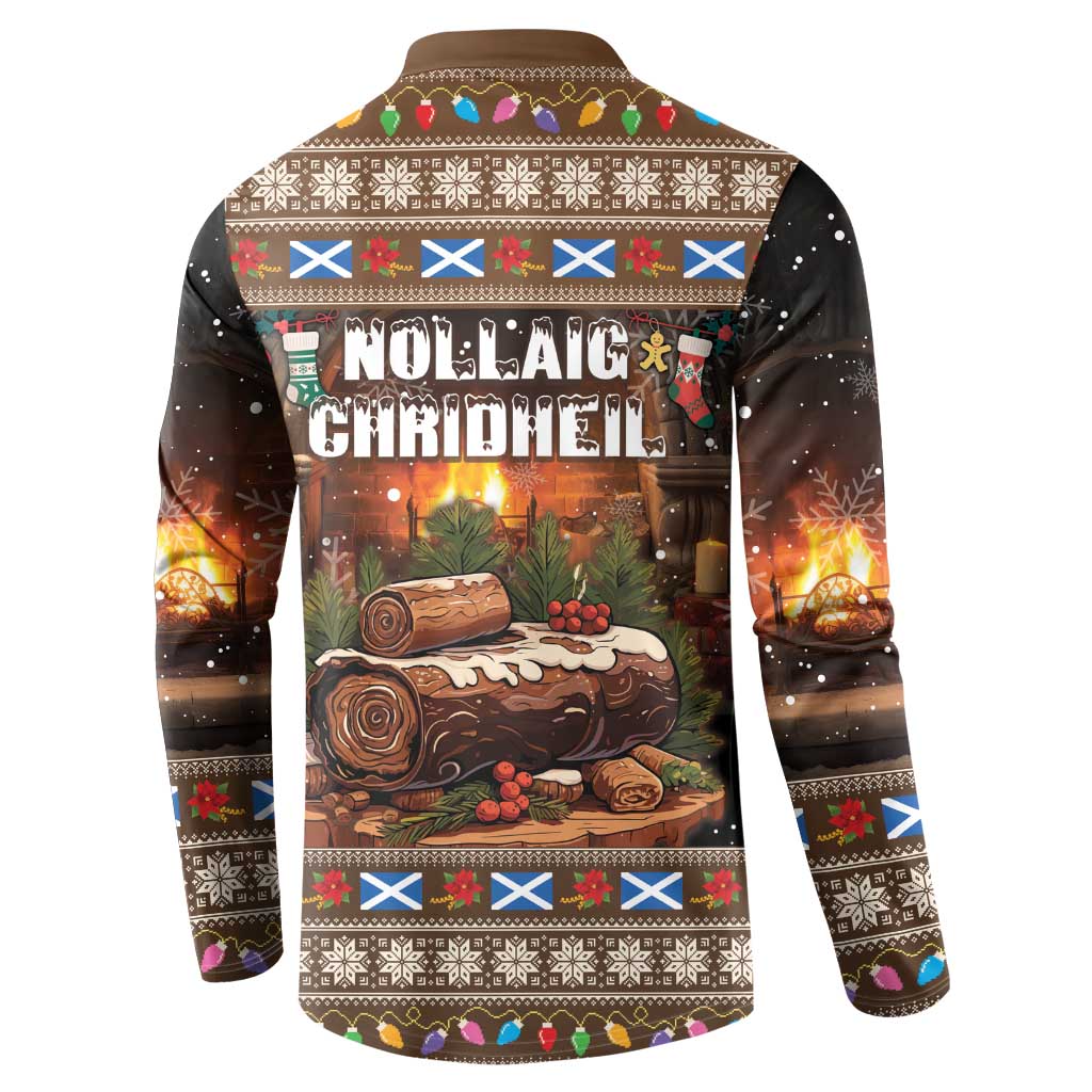Scotland Christmas Button Sweatshirt Merry Yule Log - Wonder Print Shop