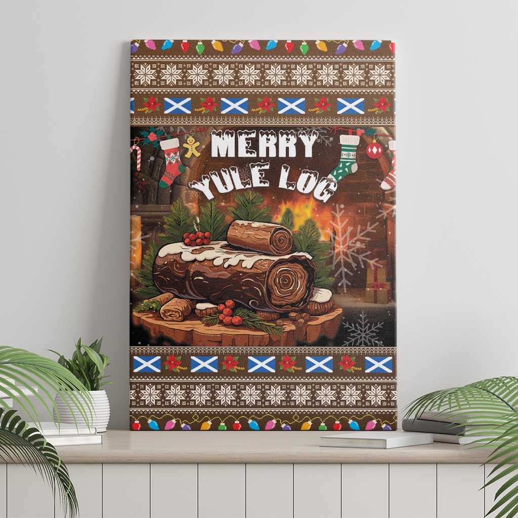 Scotland Christmas Canvas Wall Art Merry Yule Log - Wonder Print Shop