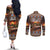 Scotland Christmas Couples Matching Off The Shoulder Long Sleeve Dress and Long Sleeve Button Shirt Merry Yule Log