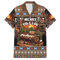 Scotland Christmas Family Matching Long Sleeve Bodycon Dress and Hawaiian Shirt Merry Yule Log - Wonder Print Shop