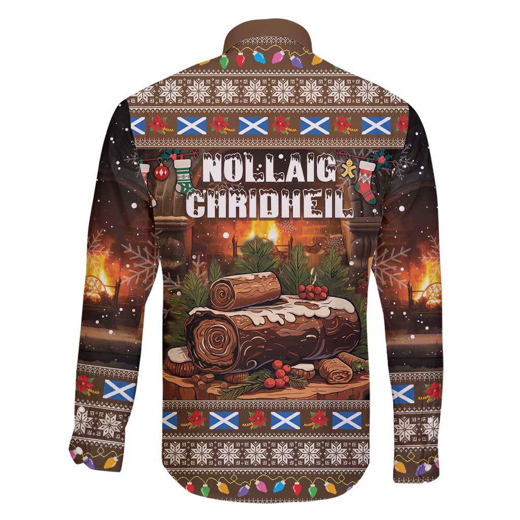 Scotland Christmas Family Matching Long Sleeve Bodycon Dress and Hawaiian Shirt Merry Yule Log - Wonder Print Shop