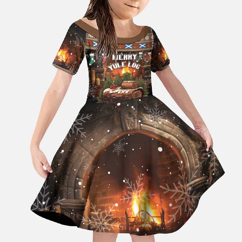 Scotland Christmas Family Matching Mermaid Dress and Hawaiian Shirt Merry Yule Log - Wonder Print Shop