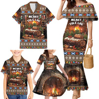 Scotland Christmas Family Matching Mermaid Dress and Hawaiian Shirt Merry Yule Log - Wonder Print Shop