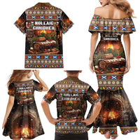 Scotland Christmas Family Matching Mermaid Dress and Hawaiian Shirt Merry Yule Log - Wonder Print Shop