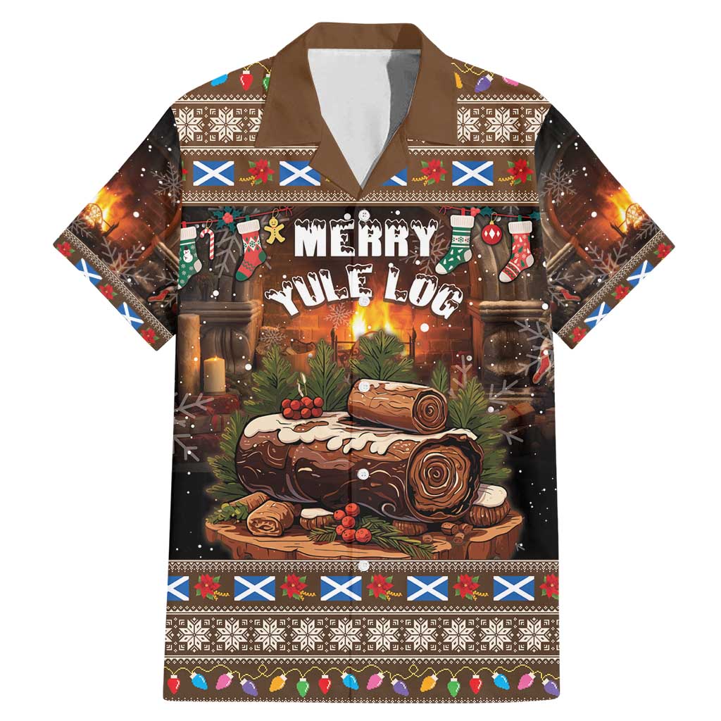 Scotland Christmas Family Matching Mermaid Dress and Hawaiian Shirt Merry Yule Log - Wonder Print Shop
