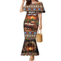 Scotland Christmas Family Matching Mermaid Dress and Hawaiian Shirt Merry Yule Log - Wonder Print Shop