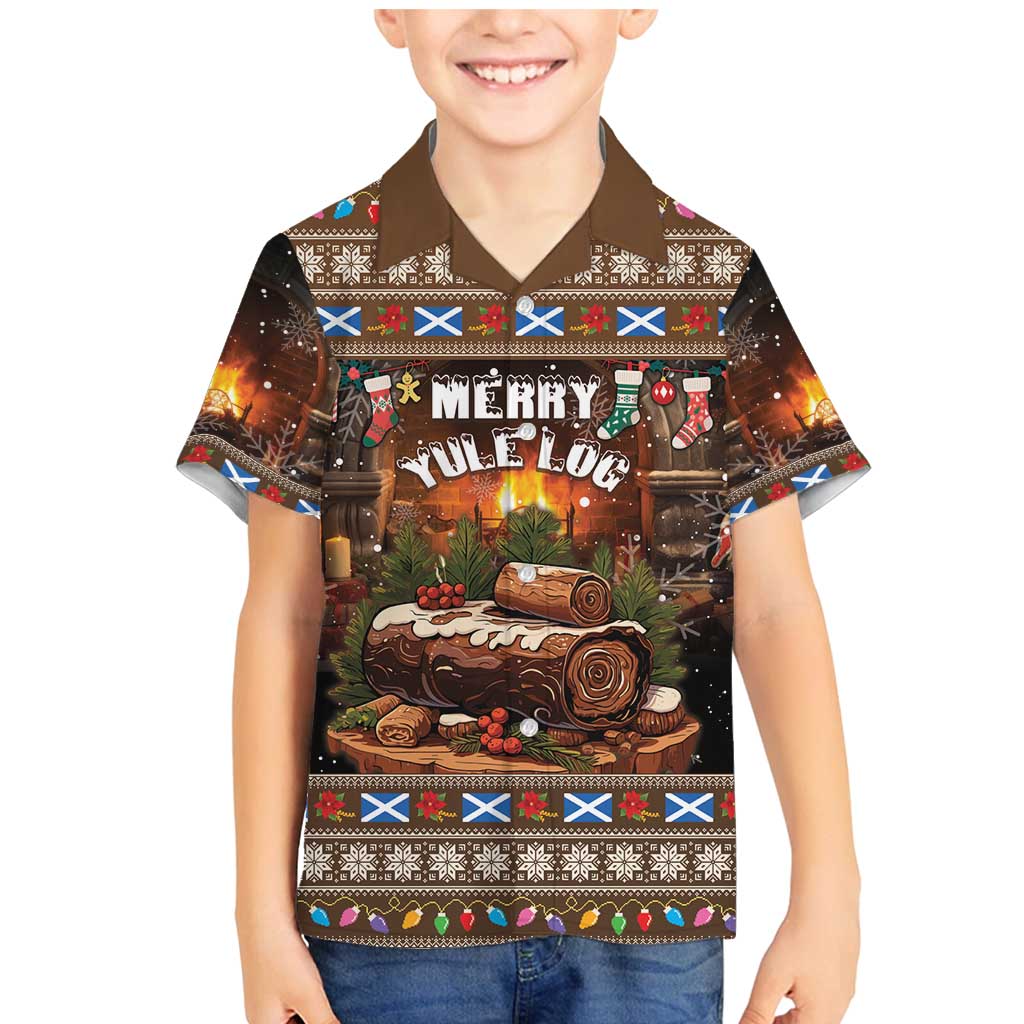 Scotland Christmas Family Matching Mermaid Dress and Hawaiian Shirt Merry Yule Log - Wonder Print Shop