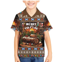 Scotland Christmas Family Matching Mermaid Dress and Hawaiian Shirt Merry Yule Log - Wonder Print Shop