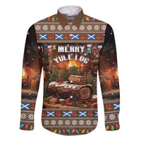 Scotland Christmas Family Matching Off The Shoulder Long Sleeve Dress and Hawaiian Shirt Merry Yule Log - Wonder Print Shop