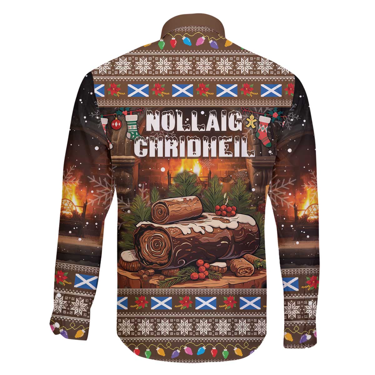 Scotland Christmas Family Matching Off The Shoulder Long Sleeve Dress and Hawaiian Shirt Merry Yule Log - Wonder Print Shop