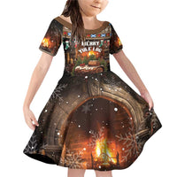 Scotland Christmas Family Matching Off Shoulder Short Dress and Hawaiian Shirt Merry Yule Log - Wonder Print Shop