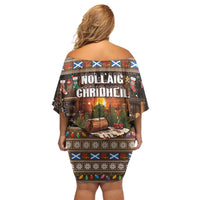 Scotland Christmas Family Matching Off Shoulder Short Dress and Hawaiian Shirt Merry Yule Log - Wonder Print Shop