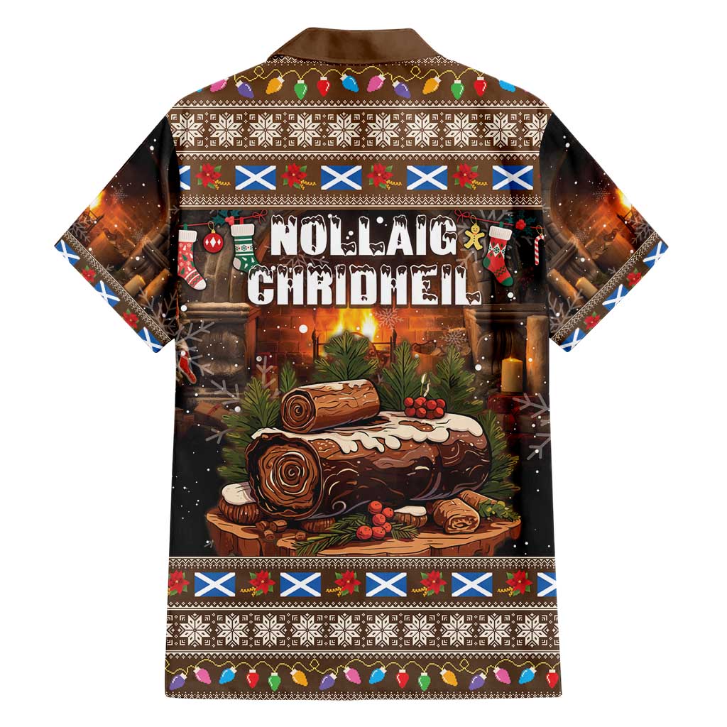 Scotland Christmas Family Matching Short Sleeve Bodycon Dress and Hawaiian Shirt Merry Yule Log - Wonder Print Shop