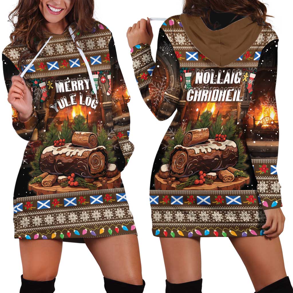 Scotland Christmas Hoodie Dress Merry Yule Log - Wonder Print Shop