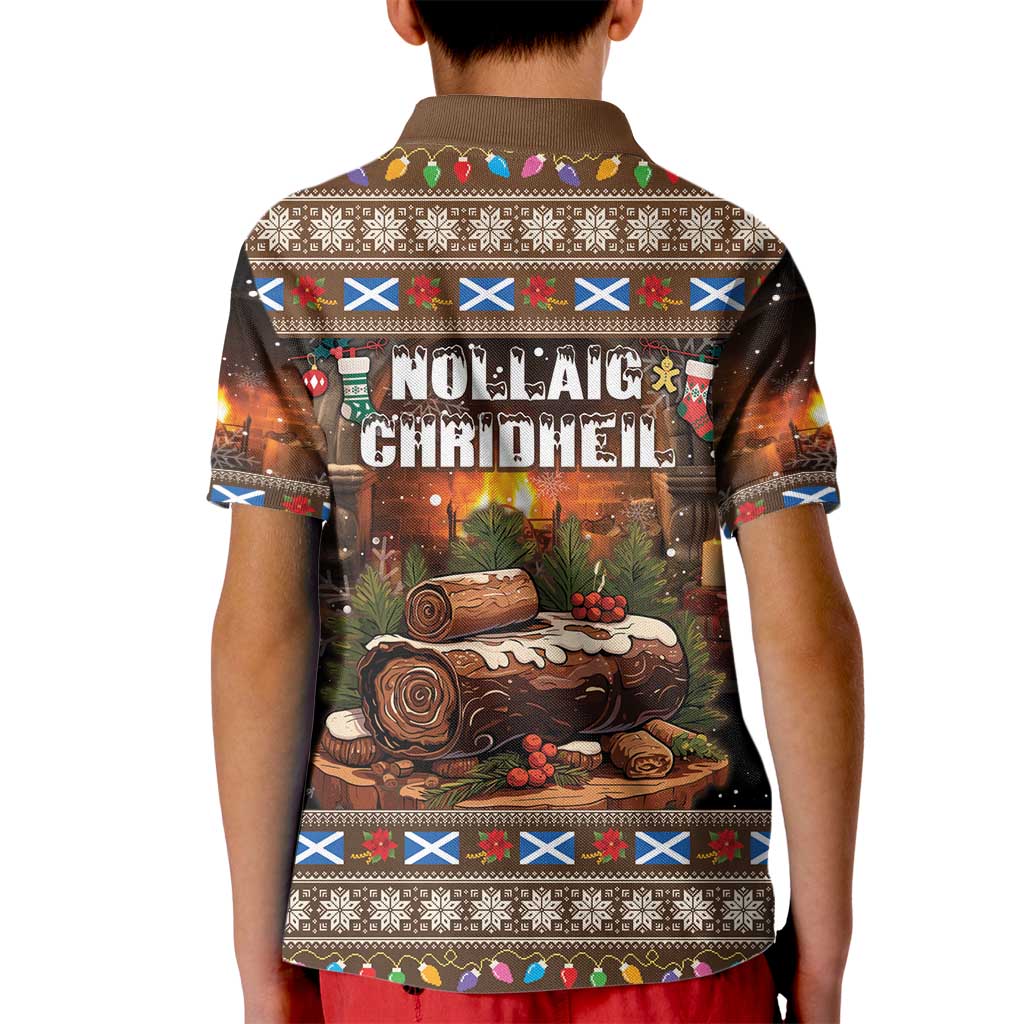 Scotland Christmas Kid Polo Shirt Merry Yule Log - Wonder Print Shop