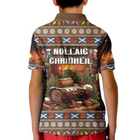 Scotland Christmas Kid Polo Shirt Merry Yule Log - Wonder Print Shop
