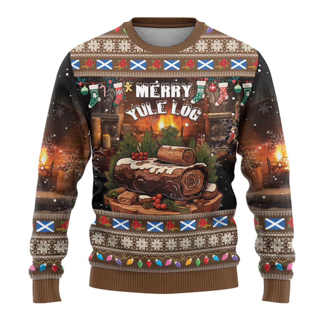 Scotland Christmas Ugly Christmas Sweater Merry Yule Log - Wonder Print Shop