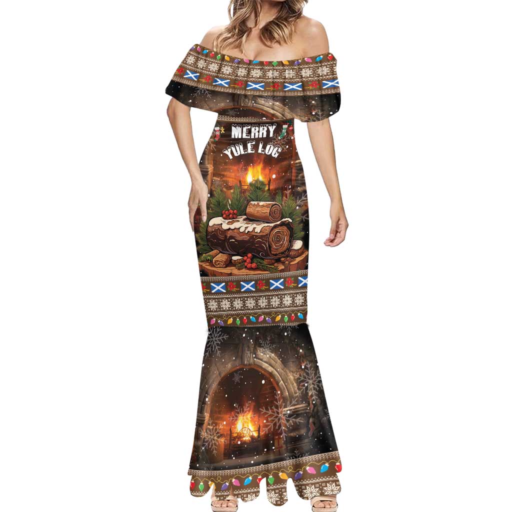 Scotland Christmas Mermaid Dress Merry Yule Log - Wonder Print Shop