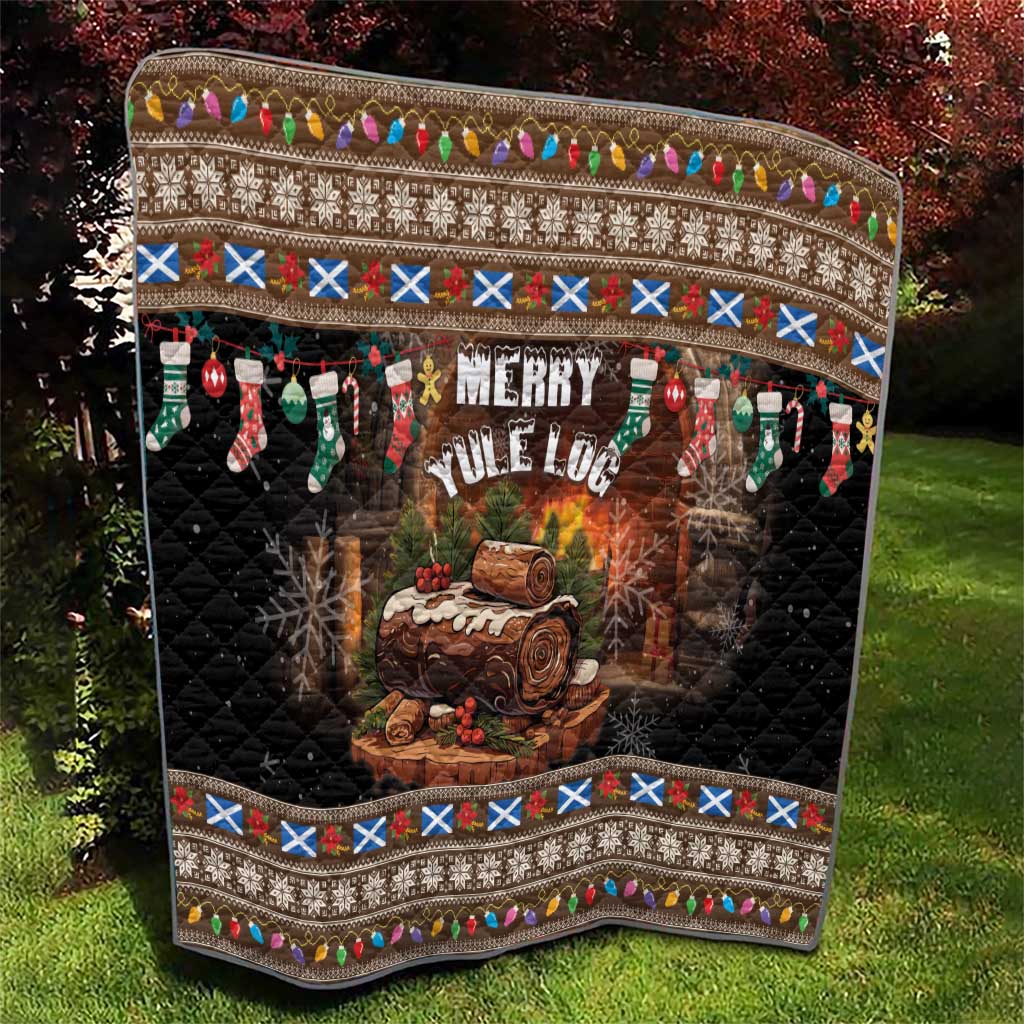 Scotland Christmas Quilt Merry Yule Log - Wonder Print Shop