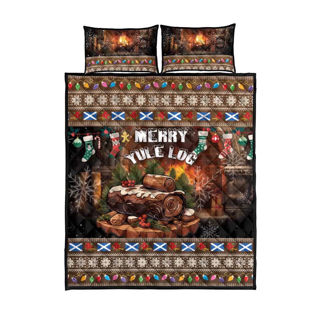 Scotland Christmas Quilt Bed Set Merry Yule Log - Wonder Print Shop